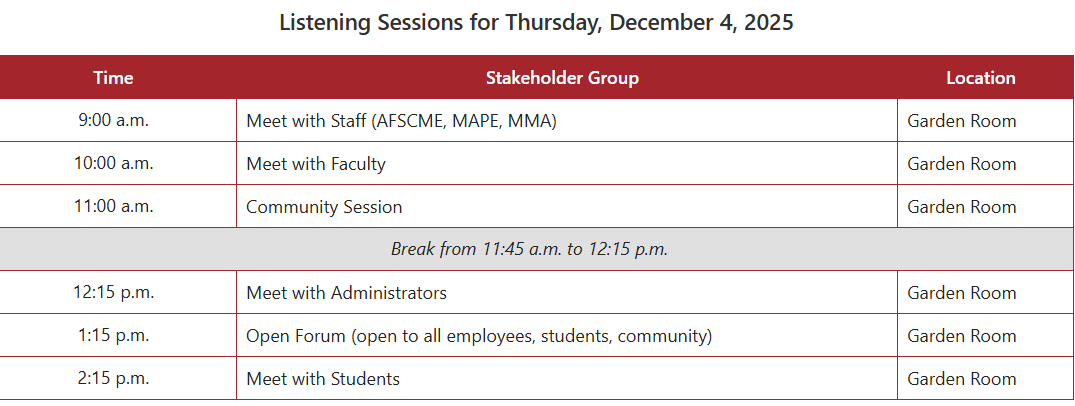 Chancellor listening sessions